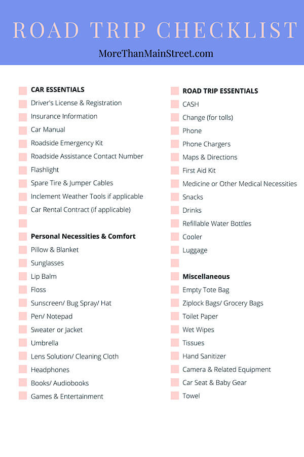 road trip checklist pdf