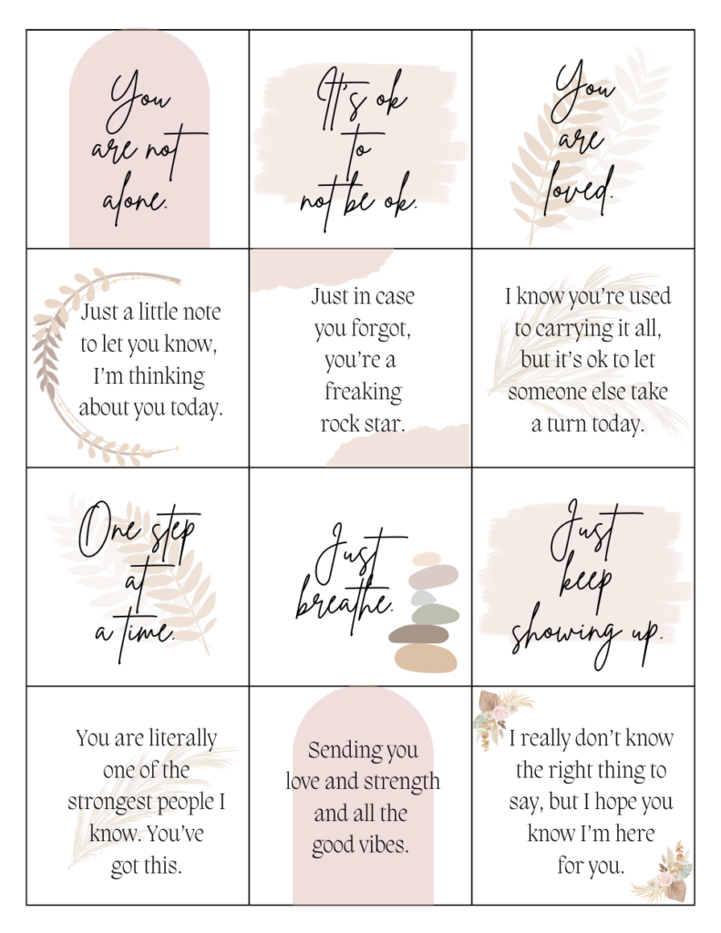 twelve printable notes of encouragement