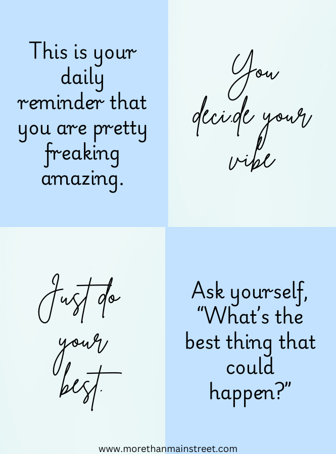 Encouraging words for college students- image of four different motivational quotes