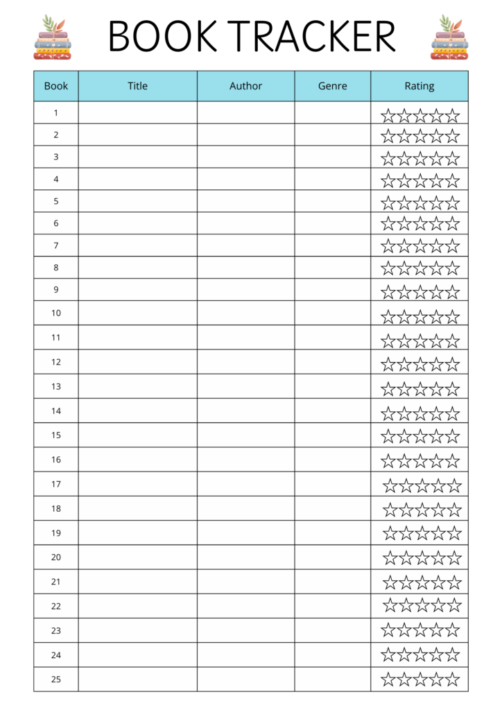 Free printable book tracker/ reading log