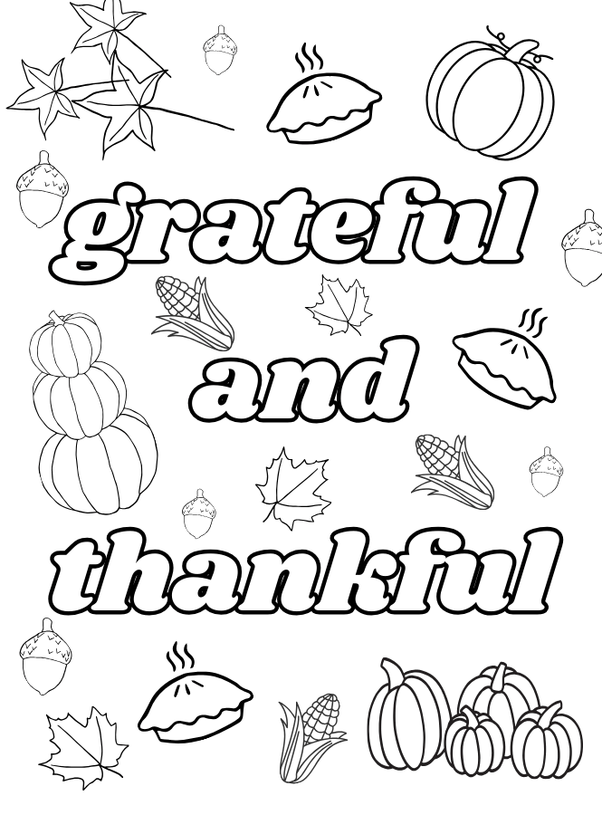 Grateful and Thankful Coloring Page