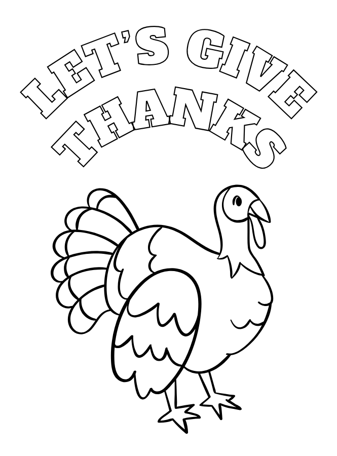 Let's Give Thanks Thanksgiving Coloring Page