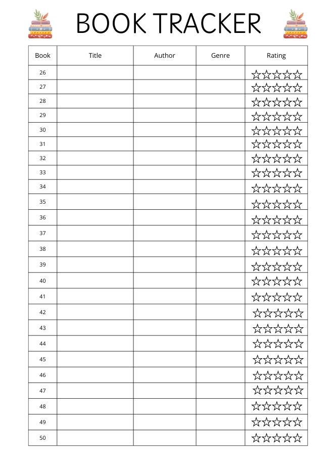 printable book tracker