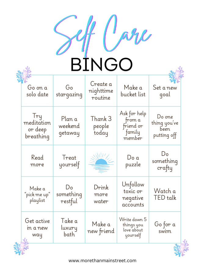 self care bingo pdf with mermaid aesthetic