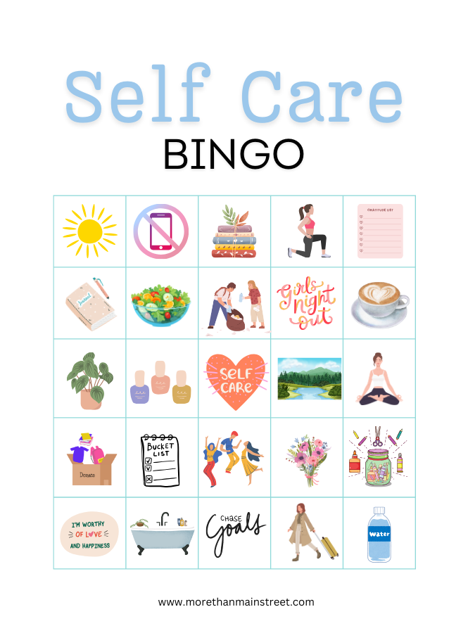 free self care bingo with pictures