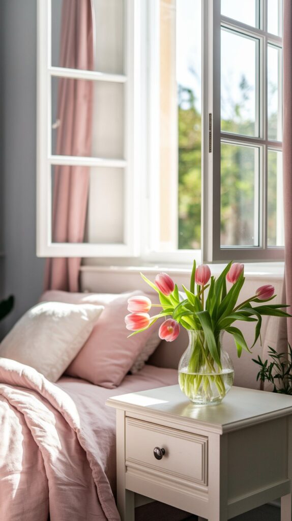 girls bedroom after a spring refresh